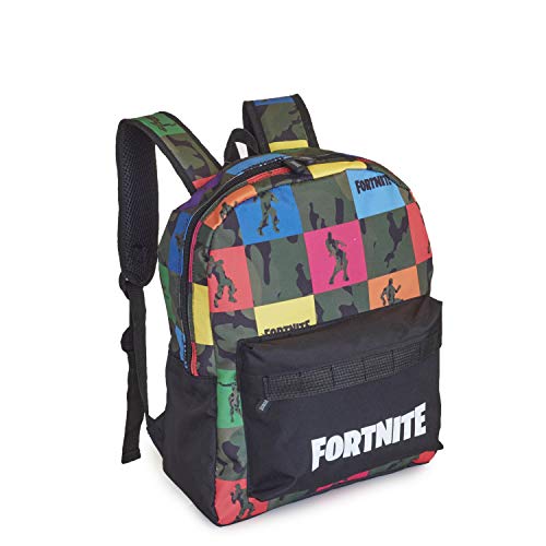 Fortnite Mochilas Escolares Juveniles Para Niños, Mochila Diseño Camuflaje, Bolsa Para el Colegio Viajes Deporte, Merchandising Oficial, Regalos Originales Para Niños Adolescentes (Negro/Multi)