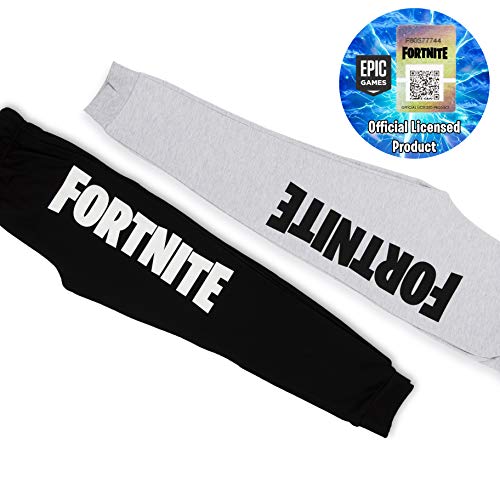 Fortnite Pantalon Chandal Niño, Pantalones de Deporte Niño Algodon 100%, Merchandising Oficial Regalos para Niños y Adolescentes 7-14 Años (Negro, 11/12 años)