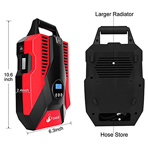 Foseal Compresor de Aire Coche Portatil 12V Bomba de Aire Eléctrico Hinchador Digital Inflador Ruedas Coche para Hinchar Neumático de Moto Coche y Bicicleta