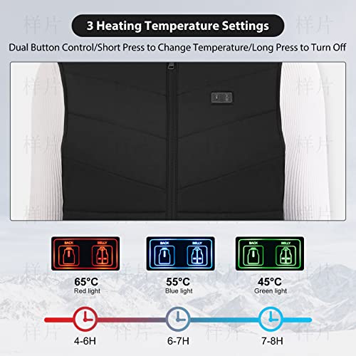 FOTFLACE Chaleco calefactable para hombre y mujer, con batería recargable de 10000 mAh, 3 temperaturas ajustables, chaqueta calefactable para exteriores(L)