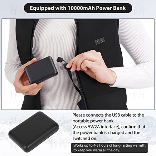 FOTFLACE Chaleco calefactable para hombre y mujer, con batería recargable de 10000 mAh, 3 temperaturas ajustables, chaqueta calefactable para exteriores(L)