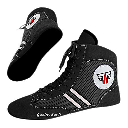 Fox-Fight SAMBO Quality Sueda - Zapatillas de piel para hombre, color negro, azul y rojo, color Negro , tamaño 43