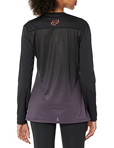 Fox Racing Camiseta de ciclismo de montaña de manga larga Flexair para mujer, color negro/morado, pequeño