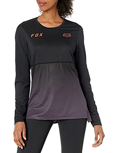 Fox Racing Camiseta de ciclismo de montaña de manga larga Flexair para mujer, color negro/morado, pequeño