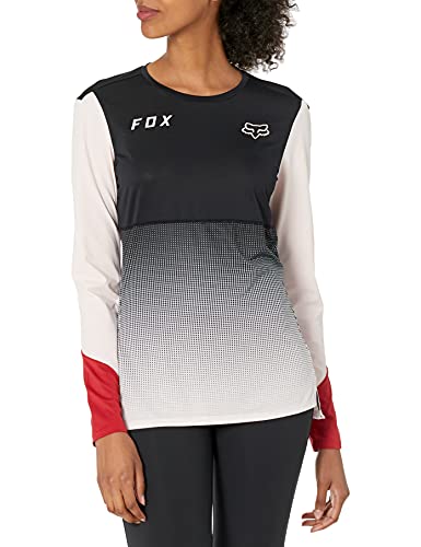 Fox Racing Camiseta de ciclismo de montaña de manga larga Flexair para mujer, color negro/rosa, grande
