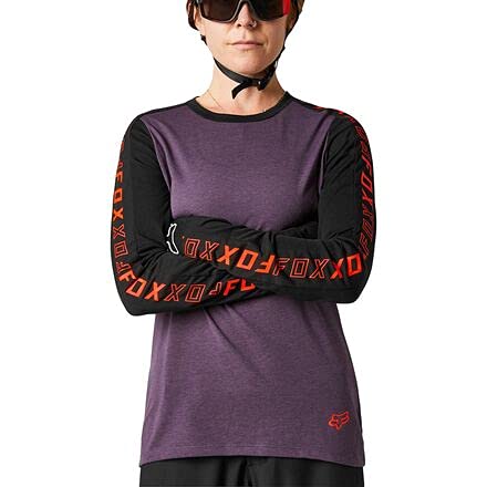 Fox Racing Camiseta de manga larga para mujer Ranger DRI Release para ciclismo de montaña, color negro/morado, mediano