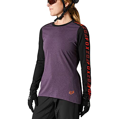 Fox Racing Camiseta de manga larga para mujer Ranger DRI Release para ciclismo de montaña, color negro/morado, mediano