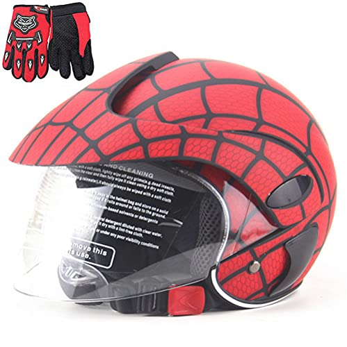 FQXM Casco de motocicleta para niños, casco todoterreno, casco de moto para niños, guantes y cascos para niños y niñas, adecuado para niños de 3 a 8 años, A