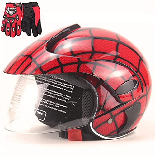 FQXM Casco de motocicleta para niños, casco todoterreno, casco de moto para niños, guantes y cascos para niños y niñas, adecuado para niños de 3 a 8 años, B