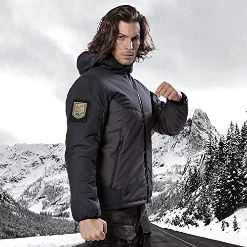 FREE SOLDIER Chaqueta Hombre Invierno Chaqueta Impermeable Táctica Abrigo de Combate Cálido Chaqueta Moto Ligeras a Prueba de Viento con Capucha para Montañismo Camping Senderismo(Gris, XL)