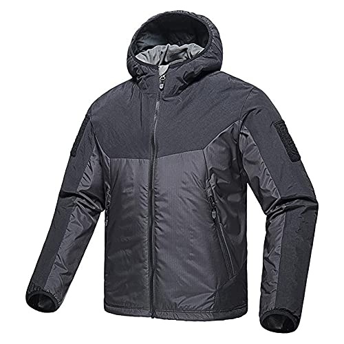 FREE SOLDIER Chaqueta Hombre Invierno Chaqueta Impermeable Táctica Abrigo de Combate Cálido Chaqueta Moto Ligeras a Prueba de Viento con Capucha para Montañismo Camping Senderismo(Gris, XL)