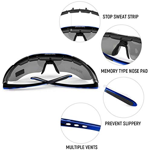 FREE SOLDIER Gafas Ciclismo Hombre Gafas tácticas Militares Gafas Motocross anti-UV400 Gafas de Sol polarizadas 5 en 1 para MTB Airsoft Correr, Pescar, Conducir, Deportes al Aire Libre(Azul)