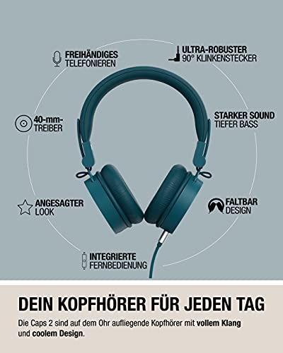Fresh 'n Rebel Headphones Caps 2 - Auriculares de Diadema con Cable, Color Azul petróleo
