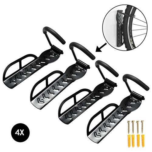 Frofine 4X Soportes de Pared para Bicicleta Gancho Bicicleta Pared Bicicletas Soporte de Montaje en Pared Ahorro de Espacio Bicicleta para 4 Bicicletas Soportes de Pared con Accesorios