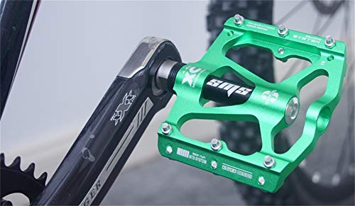 FrontStep Pedales Antideslizantes de aleación de Aluminio MTB Ligero/Bicicleta de montaña/Bicicleta/Pedal de Ciclismo/BMX con Pedales de Bicicleta de husillo de Acero CR-Mo (Verde)