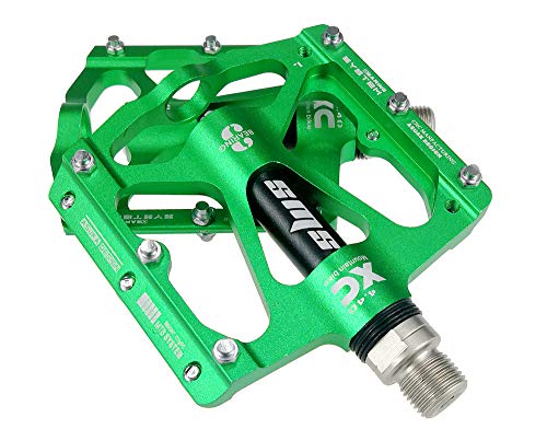 FrontStep Pedales Antideslizantes de aleación de Aluminio MTB Ligero/Bicicleta de montaña/Bicicleta/Pedal de Ciclismo/BMX con Pedales de Bicicleta de husillo de Acero CR-Mo (Verde)