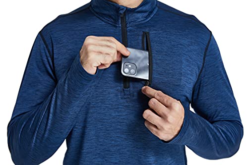 frueo 1/2 Zip Camiseta Running Manga Larga Hombre Camisetas Deportivas de Invierno Secado rápido Camiseta Deportivas Gimnasio con Cremallera Bolsillo,1606,Navy-M