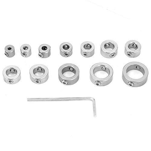 FTVOGUE Juego de Collar Tope Profundidad de Broca Conjunto 12Pcs 3-16Mm Anillo Límite Perforación de Acero Inoxidable Con Liave Hexagonal Para Apretar Los Topes Tornillos de Fijación