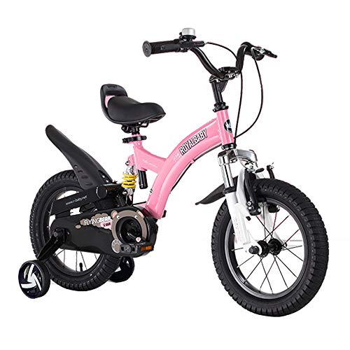 FUFU 12", 14", 16" Frenos for niños de Bicicletas for niños y niñas Edades de 2-8 años, niños de la Bicicleta con Ruedas de Entrenamiento y manuales (Color : Pink, Size : 16in)