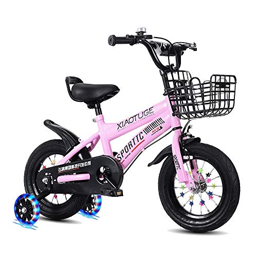 FUFU 12/14/16/18 Pulgadas Bicicletas For Niños Y Niñas, Apto For Niños De 2-13, con Auxiliares Ruedas Y Guardabarros (Color : Pink, Size : 18in)