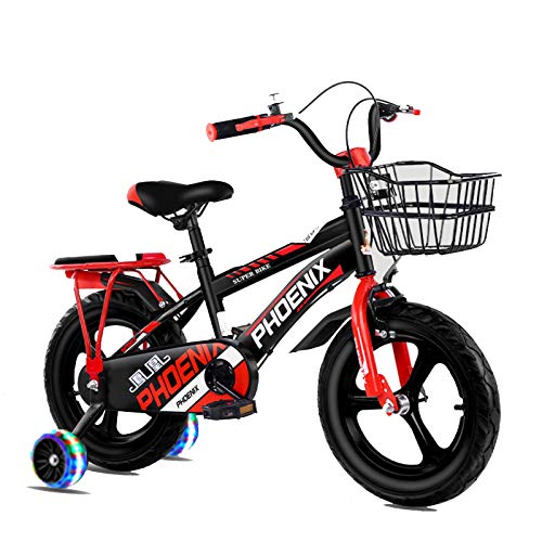 FUFU 14-18 Pulgadas, Niños Al Aire Libre De La Bicicleta, De 3-13 Años De Edad Niños Y Niñas, con El Auxiliar Ruedas, Soporte, Rojo (Size : 16in)