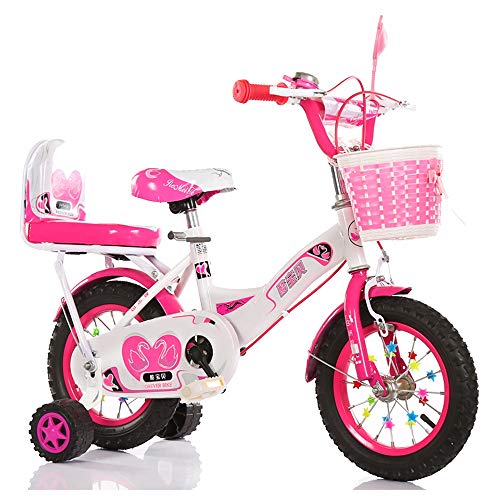 FUFU Chicos Y Chicas Bicicletas Infantiles 2 Colores, 12 Pulgadas, 14 Pulgadas, 16 Pulgadas, 18 Pulgadas, con Estabilizadores, Asientos Traseros Y Soportes (Color : Pink, Size : 12in)