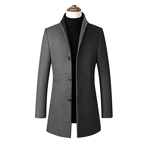 FUHU-SJZ Abrigo De Lana para Hombre, Chaqueta Cálida para Invierno Hombre Delgado del Invierno Abrigo De Lana Slim Fit Casual Trinchera Abrig Antiviento Chaqueta (Color : Gray, Size : L)