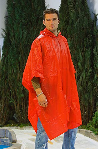 FUN FAN LINE - Poncho Impermeable Poncho Lluvia con Capucha Chubasquero Ideal para Motos (Talla única 125 x 100 cm) (Azul)