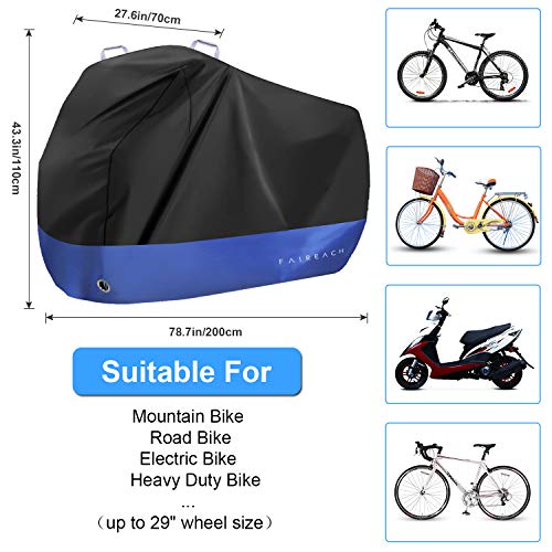 Funda Bicicleta Exterior Impermeable, Cubierta Bicicleta con Tejido 210D Premium, Contra Lluvia Sol Polvo para Bicicletas de Montaña y Carretera, Funda Bicicleta Plegable con Bolsa de Almacenamiento