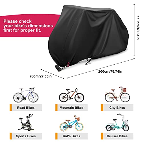 Funda Bicicleta Exterior Impermeable,Cubiertas Bicicleta Impermeables de Tela Oxford 210D para 2 Bicicletas con Orificios de Bloqueo Bolsa de Almacenamiento Hebilla a Prueba de Viento para Exteriores