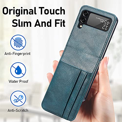 Funda Coque Galaxy Z Flip 3 5G, Ranura múltiple Delgada con Carcasa Protectora para Marco de Fotos, Funda Plegable para teléfono para Samsung Galaxy Z Flip 3 5G-Green