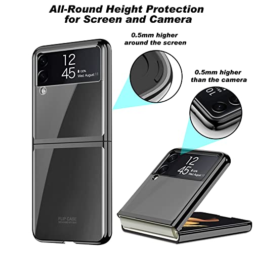 Funda Transparente Compatible con Samsung Galaxy Z Flip3, Handyhülle Z Flips Galvanizado, Marco Duro antigolpes, Delgado Durable Bumper Caseharte para Galaxy Z Flip3 5G 2021 - Negro