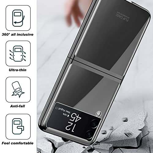 Funda Transparente Compatible con Samsung Galaxy Z Flip3, Handyhülle Z Flips Galvanizado, Marco Duro antigolpes, Delgado Durable Bumper Caseharte para Galaxy Z Flip3 5G 2021 - Negro