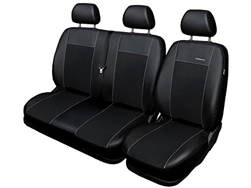 Fundas de asiento para Sprinter a medida, ajuste perfecto, fundas protectoras de asiento de piel vuelta + acolchado de punto, ®Auto-schmuck (Premium Sprinter I color negro)