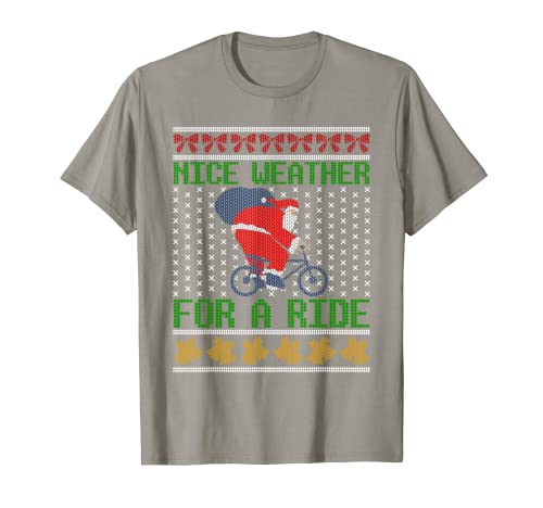 Funny Santa Bicicletas ciclista feo Navidad suéter paseo bicicleta Camiseta