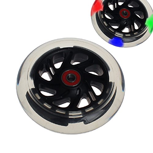 FunTomia ABEC-11 – Ruedas de 100 mm hasta 200 mm con y sin Ruedas LED Juego de Incluye Mach1 2RS Rodamiento de Bolas + Spacer – Repuesto de Ruedas (120 x 30 mm, con LED/EN Negro)