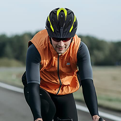 FUNWICT Casco Bicicleta Adulto Casco Ciclismo Montaña Ajustable con Visera Respirable Casco MTB para Hombre Mujer Tamaño 57-61 CM (Amarillo Negro)