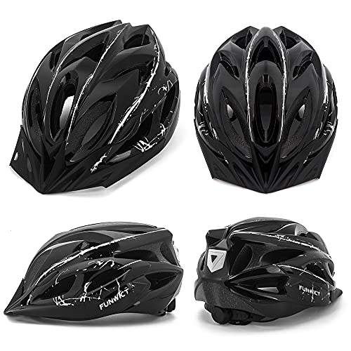 FUNWICT Casco Bicicleta con Visera Removable Casco Bicicleta de Montaña con Luz Trasera para Hombre Mujer Ciclismo Casco Adecuado para Circunferencia de Cabeza 57-61 cm