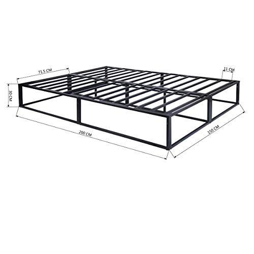 FURNITURE-R France Somier de cama con plataforma para cama doble, tamaño King, color negro