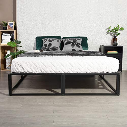 FURNITURE-R France Somier de cama con plataforma para cama doble, tamaño King, color negro