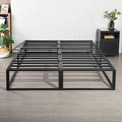 FURNITURE-R France Somier de cama con plataforma para cama doble, tamaño King, color negro