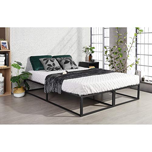 FURNITURE-R France Somier de cama con plataforma para cama doble, tamaño King, color negro