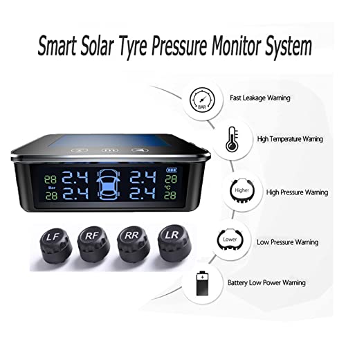 FUSHUN XIAOBAILONG Solar TPMS AUTERNOS DE AUTRADOR DE Autor DE Libertad DE AUTRADA DE PRESIÓN DE AUTORIÓN Pantalla Real-Tiempo Adjuntas A EL PASIDOJE O Tabler INALÁMBRICO con 4 SENSORES