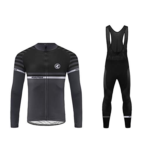 Future Sports MTB Invierno Termo Maillot de Ciclismo Hombre Mangas Largas Ropa para Bicicleta 20D Cojín Conjunto Bici de Montaña Chaqueta+Bib Pantalones Culote de Ciclista Largo