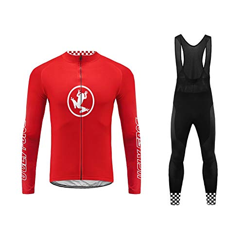 Future Sports MTB Invierno Termo Maillot de Ciclismo Hombre Mangas Largas Ropa para Bicicleta 20D Cojín Conjunto Bici de Montaña Chaqueta+Bib Pantalones Culote de Ciclista Largo