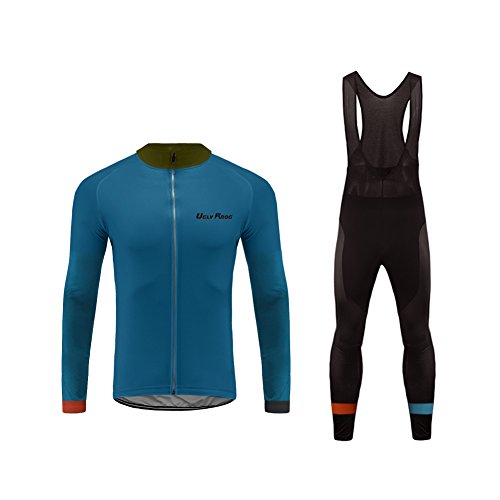 Future Sports MTB Invierno Termo Maillot de Ciclismo Hombre Mangas Largas Ropa para Bicicleta 20D Cojín Conjunto Bici de Montaña Chaqueta+Bib Pantalones Culote de Ciclista Largo