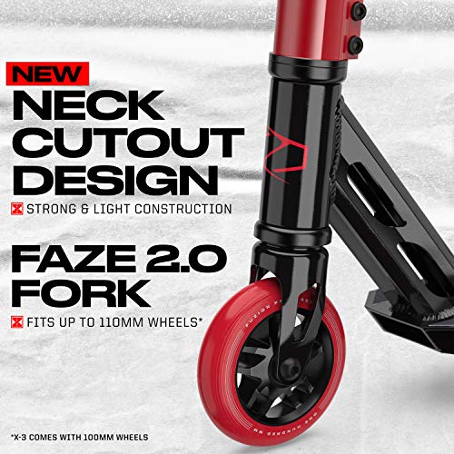 Fuzion X-5 Pro Scooters - Scooter de Truco - Scooter para Principiantes para niños de 8 años en adelante, Calidad Freestyle Kick Scooter para niños y niñas (2020 Negro/Rojo)