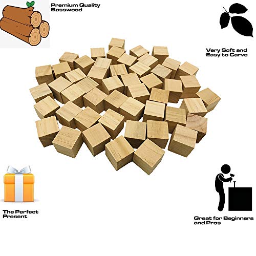 Fycooler Cubos de Madera Cuadrados (Pack de 70) Bloques de Madera Cuadrados Pequeños – 2x2x2cm Cubos Madera Pino Natural Sin Acabado - Bloque Madera Educativo Manualidades,Sellos,Rompecabezas,Números