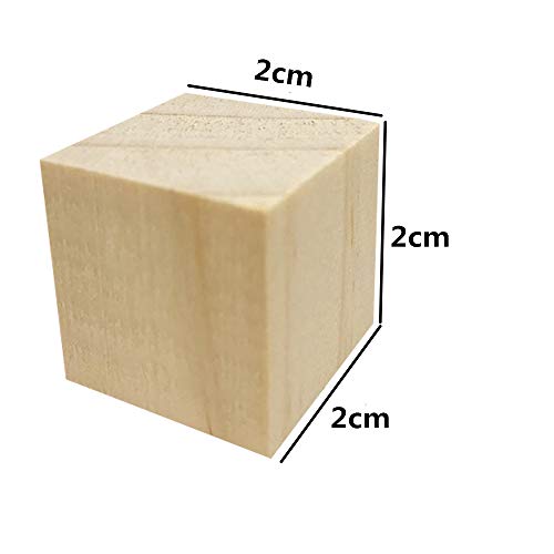 Fycooler Cubos de Madera Cuadrados (Pack de 70) Bloques de Madera Cuadrados Pequeños – 2x2x2cm Cubos Madera Pino Natural Sin Acabado - Bloque Madera Educativo Manualidades,Sellos,Rompecabezas,Números