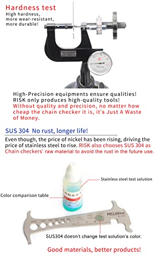 FYRMMD Comprobador de Cadena 3 en 1 de Acero Inoxidable Go/No-Go Comprobador de Cadena de Bicicleta de Carretera MTB Comprobador de indicador de pérdida de Desgaste con Gancho de Cadena